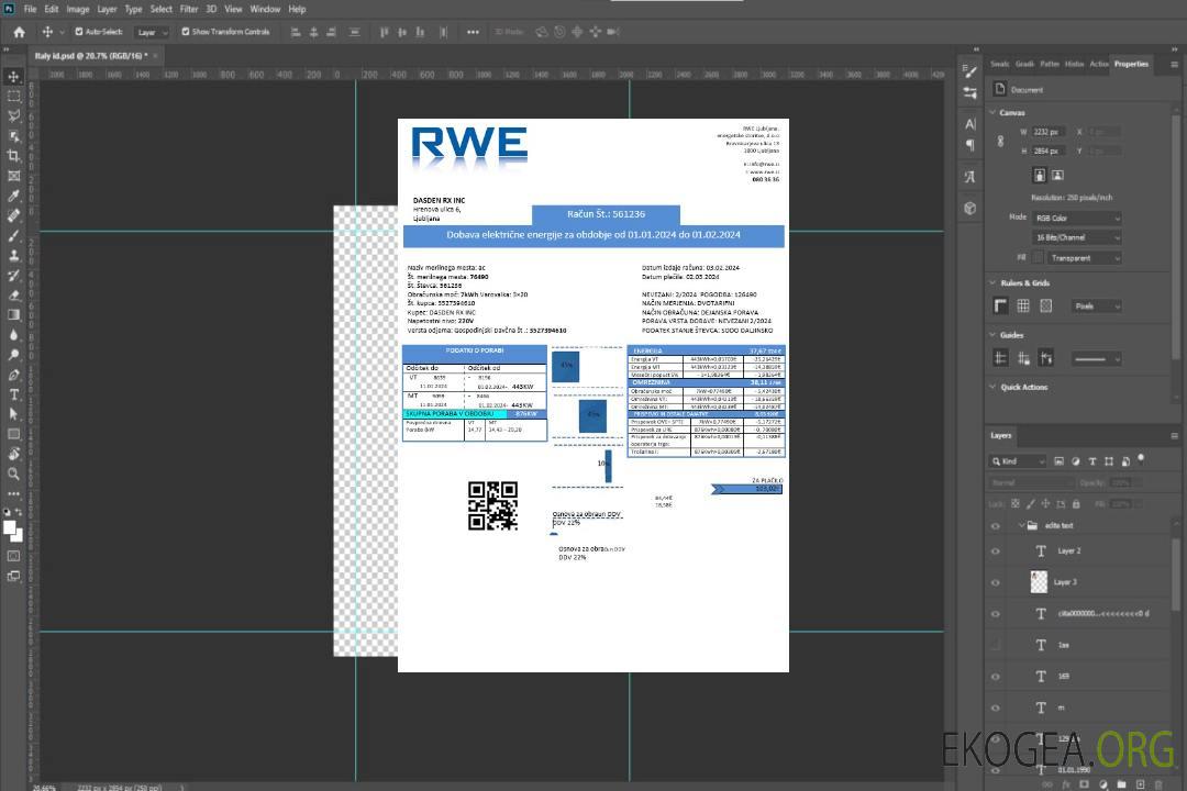 Slovénie RWE justificatif d'adresse d'électricité modèle de facture de services publics aux formats Word et PDF template